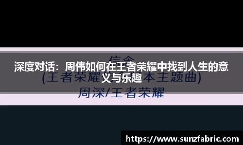 深度对话：周伟如何在王者荣耀中找到人生的意义与乐趣